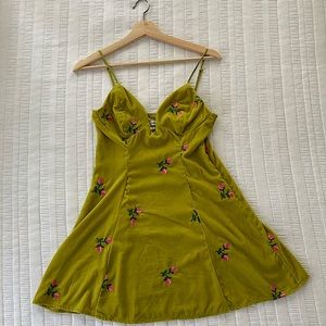 Urban Outfitters Green Velvet Mini Dress
